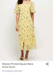 Women Casual Printed Dress with Wide Neckline