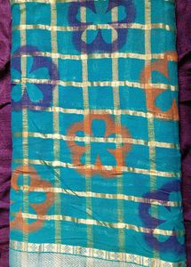 Teal &amp; Gold Checkered Fabric