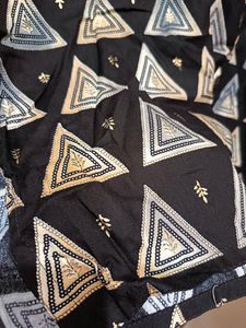 Black And Golden Print Short Kurti Tunic[ xl ]