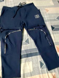 Stylish Blue Zippered Joggers