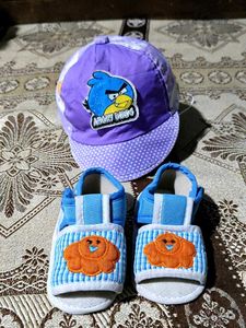 Combo Of Baby Sandals & Cap For Summer