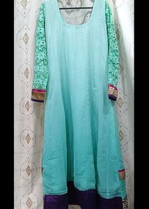 Embroided Embellished Sea Green Gown(Xl)