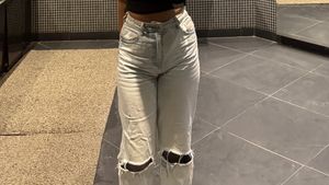 Ripped Straight Leg Jeans