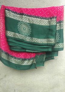 Pink &amp; Green Saree