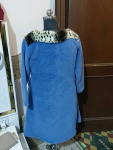 Blue Dress w/ Faux Fur Collar