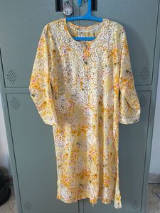 Floral Print chickenkari Kurta