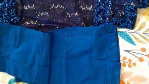 Prime Deal Blue Soft Net Shimmer Saree