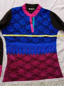 woolen multi Colorful Lace Kurti