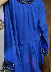Blue Embellished Peplum Top dress with purse
