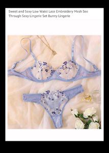 Floral Embroidered Lace Lingerie Set