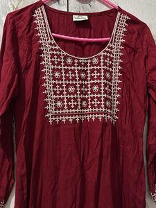 Burgundy Embroidered Tunic