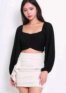 Chic Black Crop Top &amp; Skirt Set