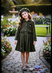 Cute Olive Green Dress & Beret Set.