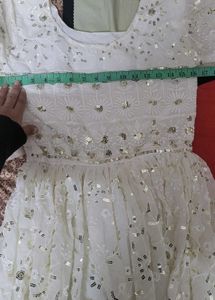 White Georgette Thread Work Anarkali Suit Set