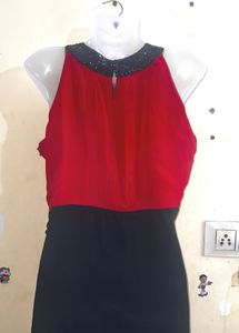 Chic Red &amp; Black Party Dress