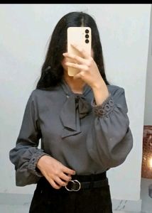Chic Gray Korean Top