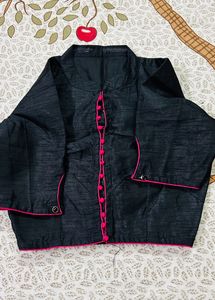 Silk Black Crop Top blouse