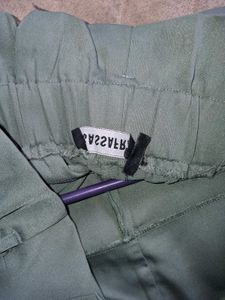 Olive Green High-Waisted Pants