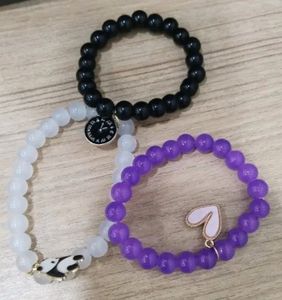 Dainty Daisy,Panda,Hearts, Glass,Marble Beads Brac