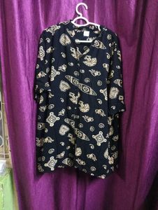 Black Patterned Tunic Top