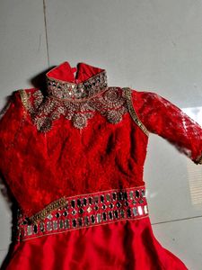 Red Embroidered Anarkali Dress