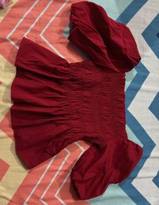 Red Puff Sleeve Top