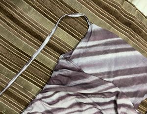 URBANIC Swirl Purple-Grey Tie Knot Dress