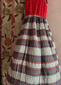 Red &amp; White Print Dress