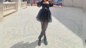 Black Puff Sleeve Mini Dress