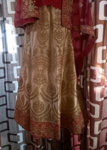 Red With Cream Color Braidel Lehenga Full Set