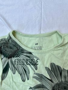 Hnm Green Print Fitted Top
