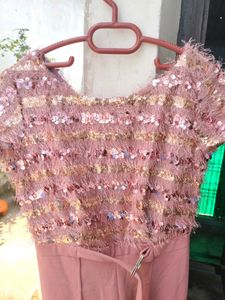Pink Sequin Top Jumpsuit