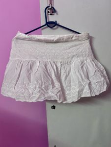 White Eyelet Mini Skirt