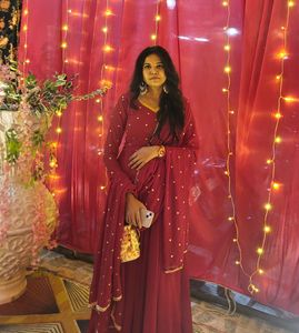 Elegant Maroon Anarkali Suit