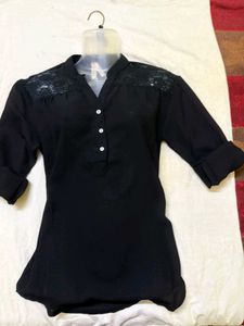 Black Lace Detail Top