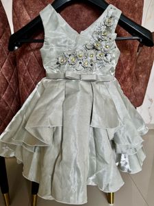 Sale !! Cute Silver Flower Girl Dress
