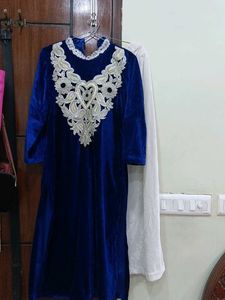 Elegant Blue Embroidered Kurta Set With Plazo