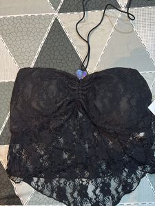 Black Lace Halter Top