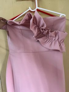 Girls on film Halcyon Dusky pink dress Strapless