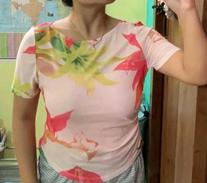 trendy Floral Print Top