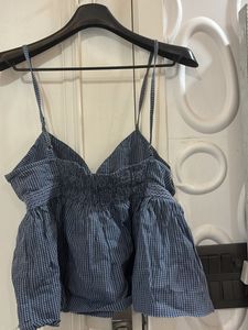 Blue Gingham Crop Top