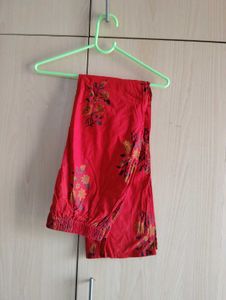 Red Floral Print KURTA AND PAJAMA SET