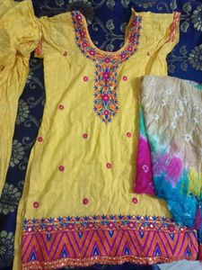 Yellow Embroidered Salwar Kameez Suit