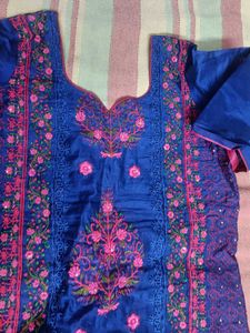 Heavy Embroidery Blue Dupatta Set