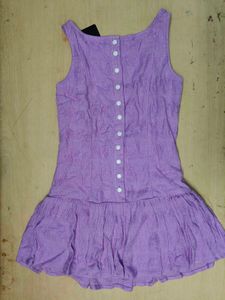 Boat Neck Mini Drop Waist Dress With Back Zip