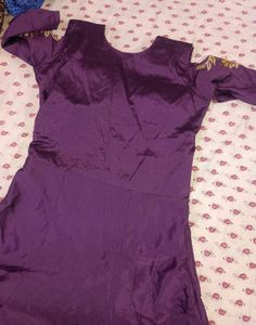 Purple Embroidered Padded Gown
