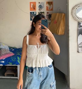 White Peplum Top