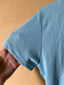 Blue Bow Front Fitted Top