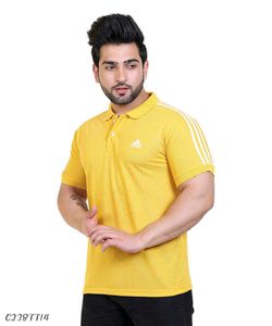Matty Solid Half Sleeves Mens Polo Neck T-Shirt