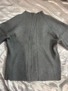 Gray Ribbed Knit Sweater